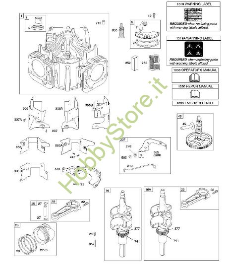 F - Cilindro, albero motore, albero a camme, convogliamenti aria, pistone, segmento pistone, biella B&S - 40 €¦ 407777-0117-E1 brand Stihl